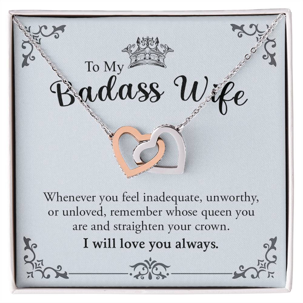 To My Badass Wife | Interlocking Hearts necklace