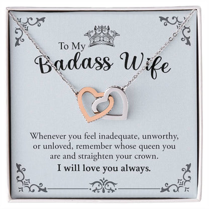 To My Badass Wife | Interlocking Hearts necklace