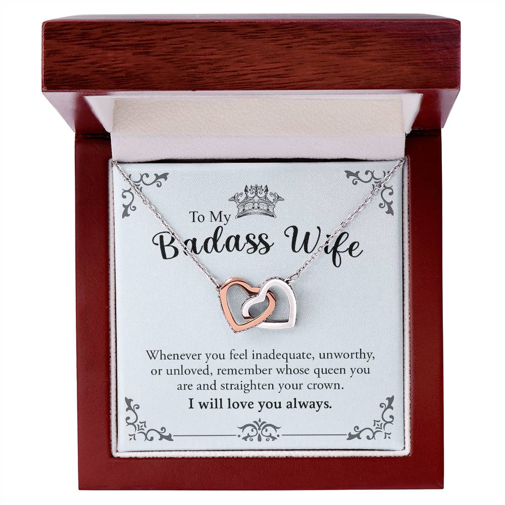 To My Badass Wife | Interlocking Hearts necklace